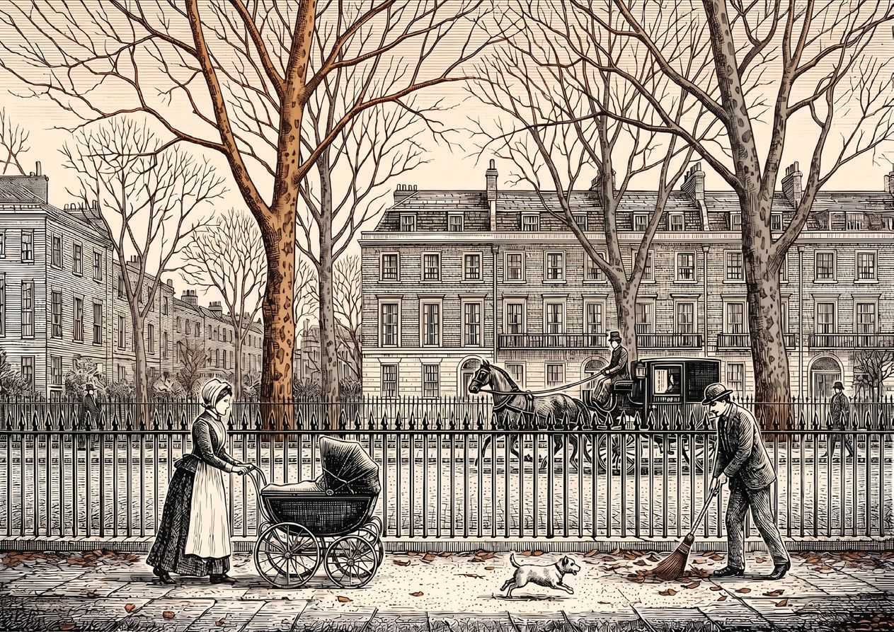 A Bloomsbury pavement, a pram, a marriage before a shop.